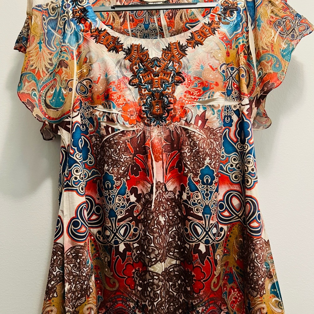 ONE WORLD Multicolor Boho Blouse